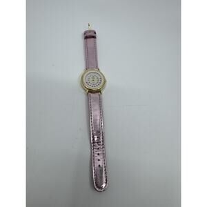 Vintage Pink Ronica Kong Quartz Womens Wristwatch Gold Tone Leather Metallic